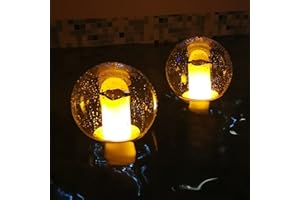 DEEPRBLU Lampada Fiamma LED Solare Piscina, Palla da Giardino Solare Impermeabile IP68 Luci Fiamma Solare, Luce Effetto Fiamma e Luce Solare Laghetto Galleggiante per Piscina Stagno Spa Festa Cortile-2 Pezzi