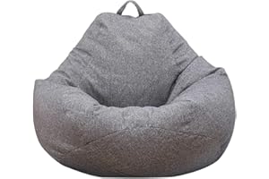 Anemoner Classic Bean Bag Sofa Cover, Lazy Lounger Bean Bag Storage Chair Cover without Filling, Solid Color Simple Design Outdoor and Indoor for Adults Kids (Grey, 80x90CM)