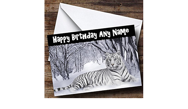 Superbe Tigre Blanc Carte De Vœux D Anniversaire Personnalise Amazon Fr Fournitures De Bureau