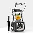 CRANDDI Smoothie Blender with Removable Soundproof Shield Cover, Strong Industrial Motor 2200W and 52oz Pitcher for Home and Business Use, Making Juice, Ice Cream, Smoothie, Puree, K80 (Light Black)