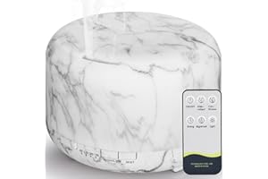 Hianjoo Dyfuzor olejków eterycznych 450 ml, ultradźwiękowy dyfuzor zapachów dyfuzor zapachowy dyfuzor do aromaterapii z 7 kolorami LED do SPA, jogi, sypialni (kolor marmuru)