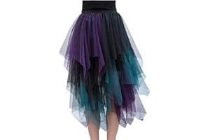 MERCIYD Damen Tüll Röcke High Low Layered Faltenrock Midi Rock Asymmetrisch Karnevalsrock Elegant Weich Knielang Puffy Fee Röcke