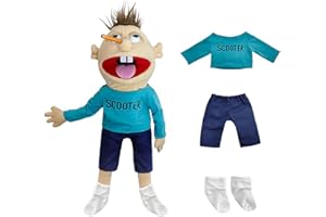TRANSPLANT Jeffy Puppet Jeffy Series Hand Puppets Plush Toys Doll, Mischievous Funny Puppets Toy Hand Puppet with Working Mouth for Play House, Birthday Christmas Halloween Party Gift for Children (Scooter)