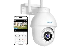 owltron 4MP Überwachungskamera Aussen 360° PTZ WLAN Kamera Outdoor Wasserdicht, Kamera Überwachung Aussen mit Automatische Verfolgung, Nachtsicht in Farbe, 2-Wege Audio (1 PC, White)