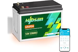 Mjbsan 12 V 330 Ah självuppvärmande LiFePO4 litiumbatteri med 200 A BMS med app Bluetooth 8000+ djupcykel litiumbatteri, 4224