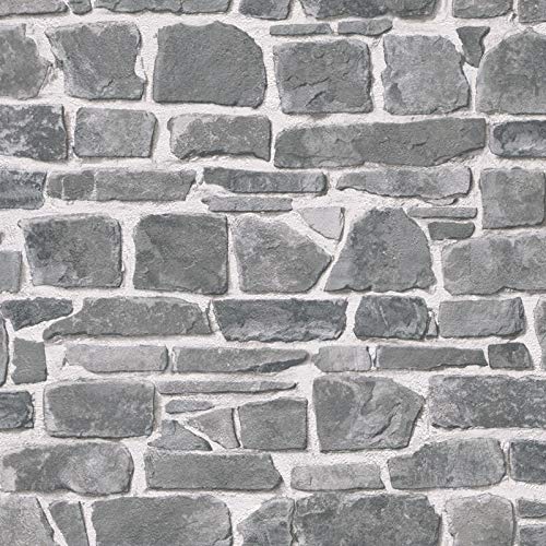 Preisvergleich Produktbild ROLLER Tapete Papier - grau - Steinoptik