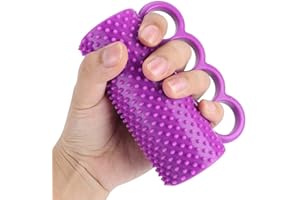 HERCHR Fortalecedor de agarre de mano, bola para ejercitar con cuatro dedos, bolas moradas para el estrés, ejercitador de muñeca, bola de terapia para apretar los calambres en las manos y la recuperación
