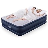Air Bed Inflatable Sable Double Size Airbed, Air Mattress Upgraded Blow up Bed with Built-in Electric Pump Storage Bag Comfor