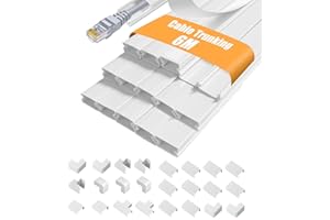 TANGHSE 6m Cable Trunking White - 15X10mm Self-adhesive Conduit Trunking for Electric Cables TV Wire, Hiding Cable Cover for Wall with Connection Accessories, PVC Cable Duct for Home Office, 15Pcsx40cm