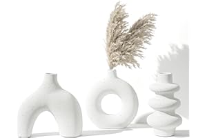 Vankarr Set di 3 vasi in ceramica bianca Vase Decoratif Vaso Ceramica,per moderno boho nordico,minimalista,decorazione per soggiorno, matrimonio, tavolo, feste, ufficio e camera da letto
