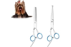 UEETEK 2pcs Hoja de acero inoxidable afilada y fuerte Perro Gato Grooming Tijeras Pet Grooming Kit