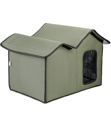 Milageto Niche Pour Chat Extérieur Avec Poignée De Transport, Abri Isotherme Imperméable Et Résistant Au Vent Pour Hiver, Maison De Jardin Hors-Sol Avec Pieds Surélevés Pour Jardin, Cour, Terrasse, L