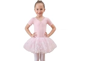 Tancefair Ragazze Vestito da Balletto Danza Tutu Body Ragazze Balletto Leotard Bambini Abbigliamento Ginnastica Manica Corta con Gonna Tutu