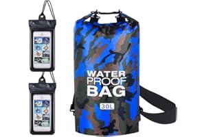 flintronic® Bolsa Impermeable, Bolsa de Hombro Impermeable IP66, para Canoa Kayak Barco Camping Natación Rafting Velo Pesca (Incluye Bolsa Impermeable para Teléfono Celular)