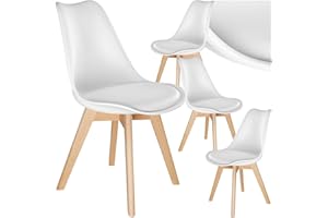 TecTake® Lot de 4 Chaises de Salle à Manger Design Scandinave Chaise Confortable Rembourrée avec Pieds en Bois Massif Meuble Salon pour Salon, Coiffeuse, Chambre, Cuisine, Bureau, Cabinet