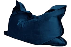 rucomfy Beanbags Extra Large Luxurious Velvet Squashy Squarbie Bean Bag. Use as Cushion, Chair or Lounger. 160 x 120cm (Peacock Blue)
