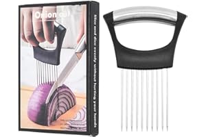 Telidif Onion Slicer Holder, Stainless Steel Onion Holder for Slicing, Cutting, and Chopping, All-in-One Food Slicing Helper, Kitchen Gadget, Vegetable Tools for Onion, Tomato, Fruit, Meat, and More