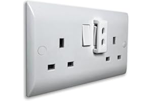 Decoralin 4 Pack Socket Switch Cover Guards – Child Safety Plug Protectors Prevent Accidental On/Off Switching – Fits UK Single & Double Wall Sockets – Easy Access for Adults (White)