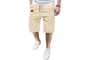 TARAINYA Short Homme Coton éTé Taille Elastique avec Poches Short Chino Homme Regular Fit