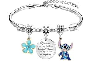 Atuoxing Lilo e Stitch Bracciale Regolabili, Stich Bracciale in Inossidabile, Bracciale Stitch Bambina, Stitch Bracciale Ragazza Ciondolo