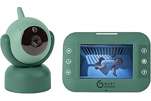 Babymoov YOO Twist Babyphone Vidéo Caméra Motorisé 360°, Ecran 3,5'', Technologie Sleep, Talkie-Walkie, Veilleuse, 8 Berceuses et Indicateur de température, Portée 300m