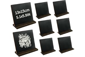 ‎ASOENTIWOX 8 Stück Holz Kreidetafel Klein, mini Tafel zum Beschriften (13X15CM) Tischdeko, Tischkarten für Preisschilder, Tischaufsteller mit Holzsockel ​für Hochzeitsdek, Schule, Buffet tisch, ​Geburtstag Part