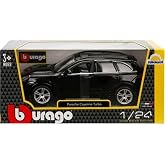 Bburago Porsche Cayenne Turbo Plus 1:24 &Ouml;l&ccedil;ek Model Araba, Siyah, A&ccedil;ılabilen Kapılar