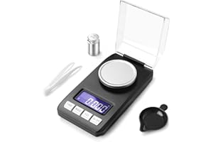 Muaket 0.001g/50G Feinwaage, Hochpräzise Milligramm Waage, Electronische Digitalwaage mit Kalibriergewichten, MG Waage zum Wiegen von Pulvern, Schmuck, Medizin, Taschenwaage mit Pinzette, Waagschale