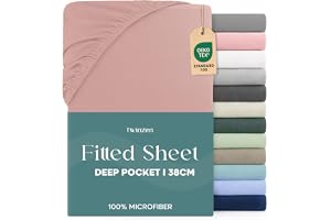 Twinzen Dra-på-lakan 120 x 200 cm, 35 cm djup ficka för tjocka madrasser - 100% borstad mikrofiberpolyester - rosa, Oeko-Tex