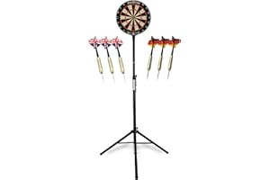 Stagecaptain DBS-1715 Bullseye Pro Diana De Dardos Set Completo - Diana Profesional De Steeldarts De Sisal - Soporte De Acero Ajustable En Altura Sin Escalas - 6 Dardos Y 4 Juegos De Flights