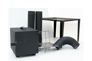 QLS Handels Räuchereiset - Gartenräuchereiset - Räucherofen - Schwarz - Stahl - Holz - 13 kg - 51 x 40 x 25 cm