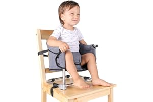 Toogel Rehausseur de Chaise Bébé, Siège d'Appoint pour Enfant de 6-36 Mois, Chaise Haute Portable Pliante avec Harnais de Sécurité,3 Hauteurs, Chaise Repas Bébé avec Sac de Voyage (Gris)
