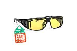 LVIOE Night-Vision Glasses for Driving Fit Over Glasses with Lightweight Frame Polarised Yellow Lens-UV400 Protection