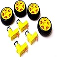 SRROBOTICS™ DC BO Motor Single shaft Smart Car Robot Gear Motor for Arduino, 4 Piece Motor With 4 Pcs Wheels