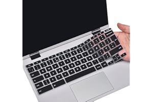 CASEBUY Housse de clavier pour ASUS Chromebook Flip C433 C433TA C434 C434TA 14", ASUS Chromebook Flip C423 C425 C523NA, ASUS Chromebook C302 C302CA Skin, clavier UE/UK - Noir