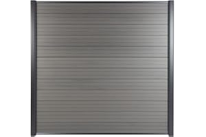 Floordirekt WPC Zaun Komplettset 180x180cm - Gartenzaun Sichtschutzzaun Windschutzzaun - Windschutz Sichtschutz Element für Terrasse & Garten - Inklusive Montagematerial (WPC-Pfosten)