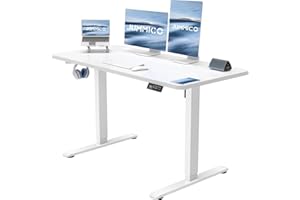 JUMMICO Bureau Assis Debout Électrique 120 x 60 cm, Bureau Réglable en Hauteur, Siège Debout Ergonomique avec Fonctions Mémoire, Table d'ordinateur avec Système Anti-Collision, Standing Desk(Blanc)