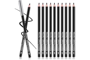 12 Stück Kajal Set - intensiv Schwarz Kajalstifte für matt klare Linien, Black Eye Pencil Lidstrich Stift von „Linble“