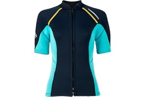 MSemis Maglietta Muta in Neoprene da 1,5 mm da Donna Giacca Termica Subacquea a Manica Corta Top Rash Guard Maglia Protettiva per Nuoto Snorkeling Immersione e Surf
