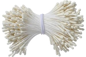 Tyqour 350 Pcs 3mm Pearl Double Heads Handmade Flower Stamens for Flower Making Artificial Paper Stamens for Crafts DIY Christmas Card Wedding Scrapbook Decoration (Milky White)