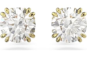 Swarovski Kolczyki zapinane na sztyft Constella, Szlif okrągły, Białe, Powłoka w odcieniu złota