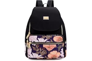 YANAIER Damen Rucksack Wasserdichte Nylon Schultaschen Leichtgewicht Reiserucksack Rucksackhandtasche Daypack für Alltag Büro Schule Shopper Lila Tulpe