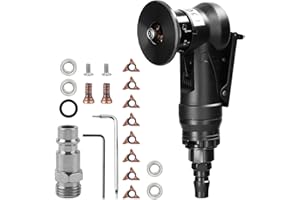 JOJOCY Mini máquina de biselado neumática, portátil de mano de 45 grados de arco de aire con cuchillas de repuesto para desbarbado de chaflán de metal (8 insertos R + 4 rodamientos)