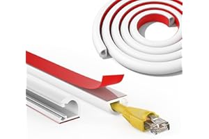 TIUSIXSY 2M Canaleta Cables Pared, Mini Canaleta de Cables Adhesiva para Pared y Suelo, Semicircular Protector de Cables para Casa y Oficina - Blanco