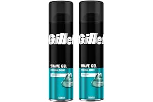 KRISP 2 x 200ml Gillette Men Shave Gel Sensitive Skin Face Body Soft Clean Creamy