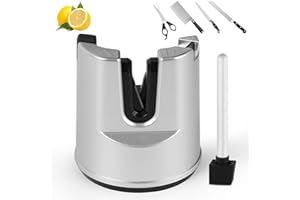 Dachiy Aiguiseur Couteaux Professionnel, Aiguiseurs De Couteaux À Réglage, Automatique De L'angle Pour Les Couteaux À Lame Droite, Les Couteaux Dentelés Et Les Ciseaux (Argent)