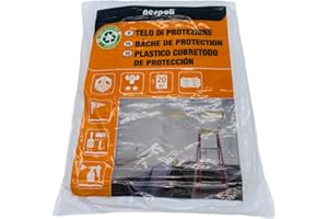 Nespoli Plástico Cubretodo Reciclado, Resistencia Media, 4x5 m, 20 m², para Todo Tipo de Trabajos de Bricolaje, Duradera, Protección al Polvo, Suciedad, Obras Pintura, Uso en Interiores y Exteriores