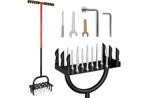 Bindokun Lawn Aerator, Spikes Aerating Tool hollow Tine Gears with Padded T-Handle, 12 8.8CM Solid Spikes and 6 Hollow Gears, Manual Aerators For lawn & garden(Style A)