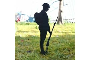 HFINGAQEX Lest We Forget Soldier Silhouette Military Statue,Soldier Silhouette,Iron Soldier Ornament,Metal Art Figurine Veteran Tribute Garden Memorial Ornament,Remembrance Day Sculpture Army Soldier Decor