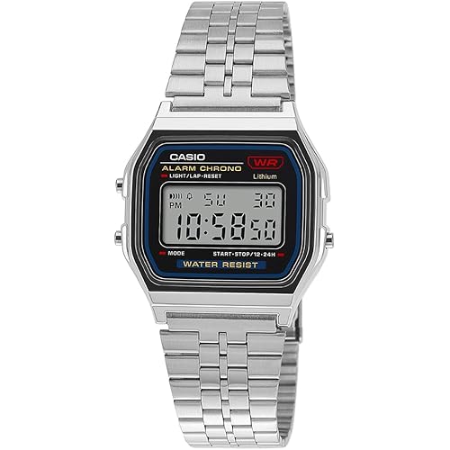 Casio Unisex Vintage A159W-N1DF Black Digital Dial Silver Stainless Steel Band D339
